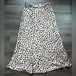 Lovers + Friends High Waisted Black and Champagne Animal Print Midi Skirt